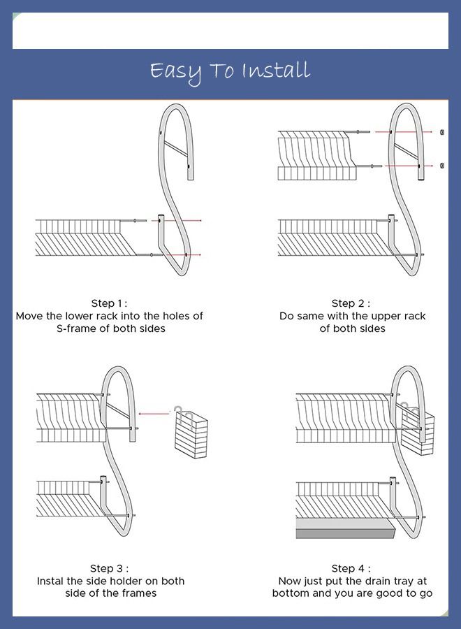 توشيونيكس 2 طبقات فوق المغسلة منظم تجفيف رف تخزين حامل لوحة حامل أدوات مائدة تجفيف أواني مع صينية بالتنقيط - Image 5