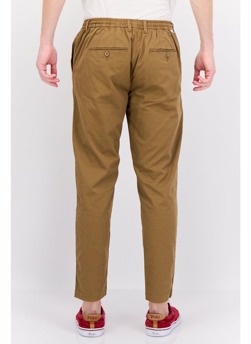 Gazzarrini Men Regular Fit Plain Chino Pants, Brown  - Image 3