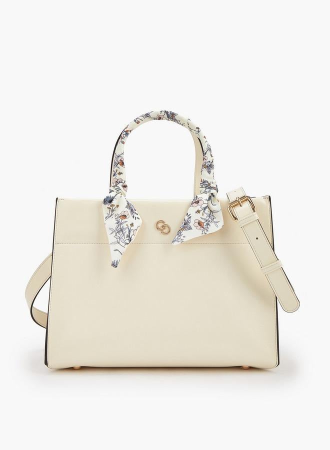 Celeste Scarf Accent Tote Bag with Double Handles - Image 1