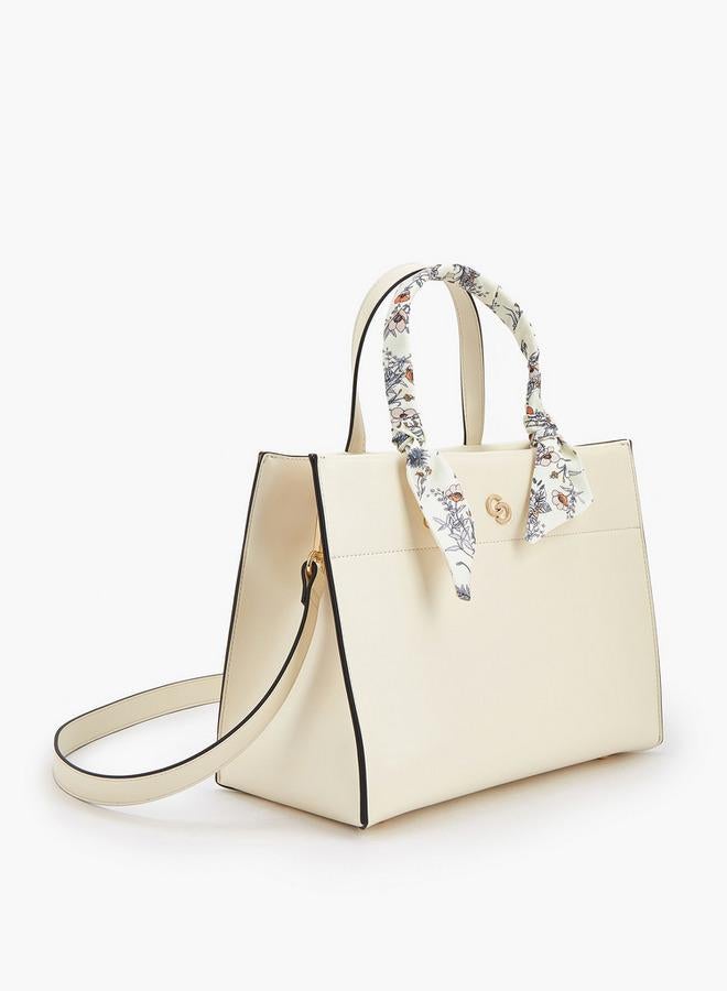 Celeste Scarf Accent Tote Bag with Double Handles - Image 2