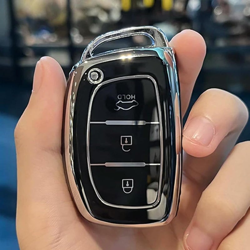 TPU Car Keybag: Black High-quality TPU Durable Signal-Stable - Perfect 1:1 Fit Car Keycase for Hyundai Ix35, I40, Tucson, Elantra, Creta, Sonata, Ioniq, Accent - Image 1