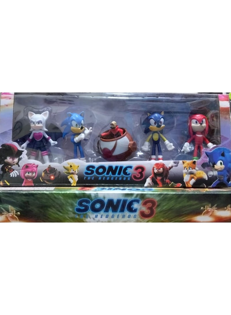 سونيك طقم شخصيات سونيك 3 – مجسمات سونيك وكنكلز وروج ودكتور إغمان مع مركبته للأطفال