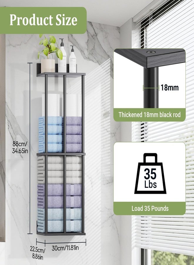 OFIDELITY Large Capacity Three-layer Towel Racks for Bathroom Wall Mounted, Updated 3 Bar bath Towel Holder for Bathroom, Bath Towel Rack for Wall Mounted, Metal Small Bathrooms Towel Storage Rack, Balck - Image 2