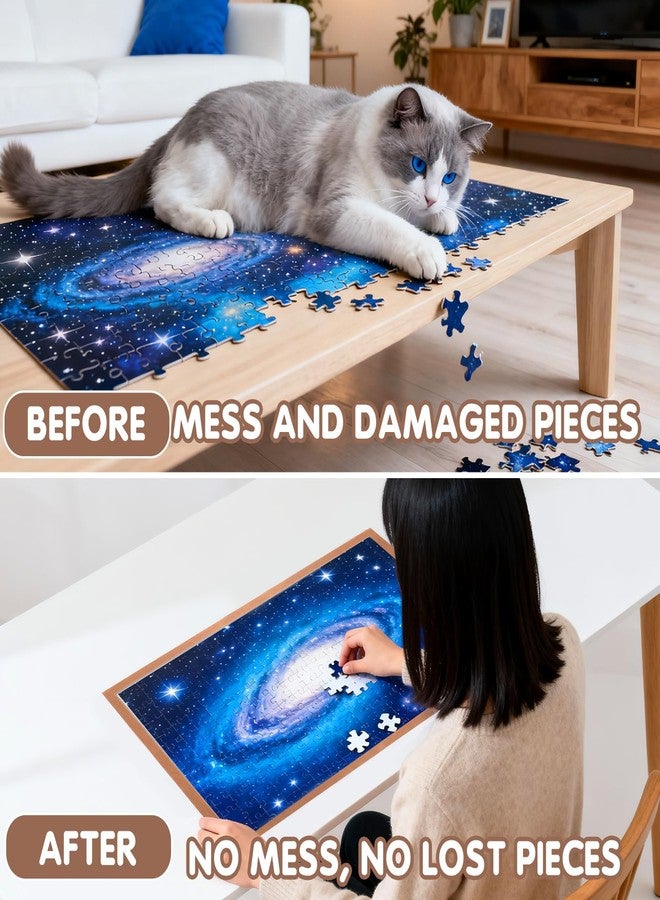 HEMOTON Jigsaw Puzzle Mat, Portable Puzzle Board, Non-Slip Surface, Foldable for Easy Storage, Felt Puzzle Pad, Up to 500 Pieces, 23.62" x 15.75", 9 mm Thickness - Image 5