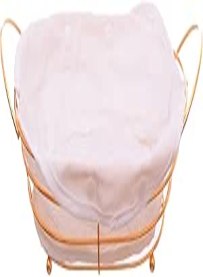 Oval Wire Basket with Gold and White Fabric Cover