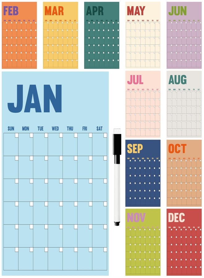 Haooryx 2026 Colorful Large Wall Calendar - 12 Month Undated Dry Ease Big Calendar No Year Restriction Reusable Reserve Grid Planning Wall Decoration for Office Home Classroom New Year Christmas Gifts - Image 1