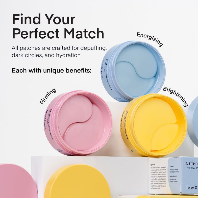 TEREZ & HONOR Under Eye Patches for Dark Circles - 60 Korean Hydrogel Masks for Puffiness, Bags with Caffeine, Hyaluronic Acid, Niacinamide - Undereye Brightening, Hydrating, Anti-Wrinkle & Cooling - Image 5