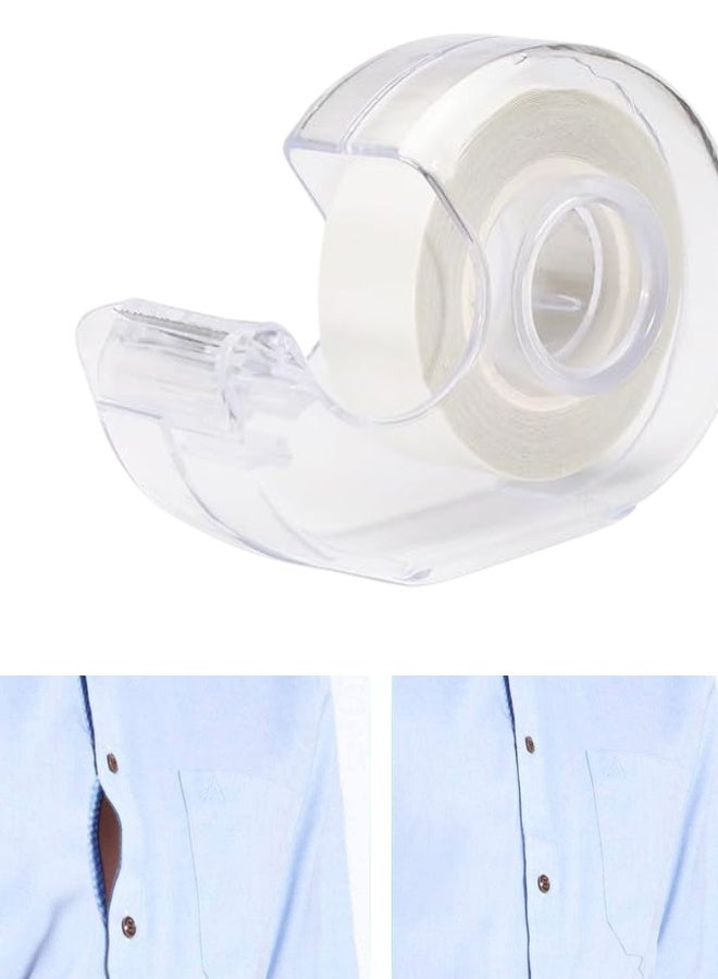 شريط لاصق مزدوج الجوانب للنساء لتثبيت الملابس - شريط لاصق أنيق غير مرئي مع موزع للفساتين والبلوزات وحمالات الصدر - لاصق قوي 5 أمتار - Image 1