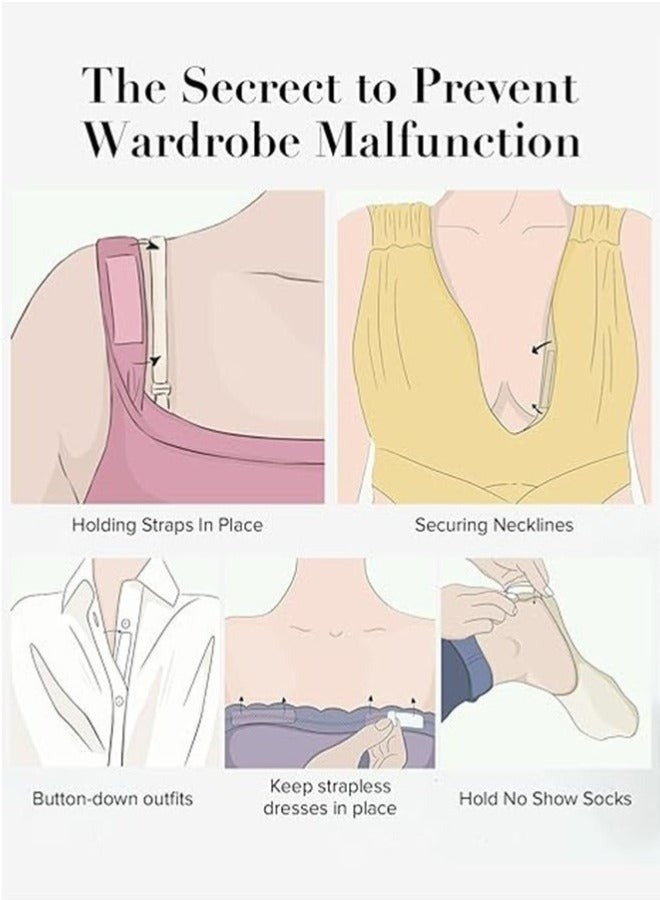 شريط لاصق مزدوج الجوانب للنساء لتثبيت الملابس - شريط لاصق أنيق غير مرئي مع موزع للفساتين والبلوزات وحمالات الصدر - لاصق قوي 5 أمتار - Image 4