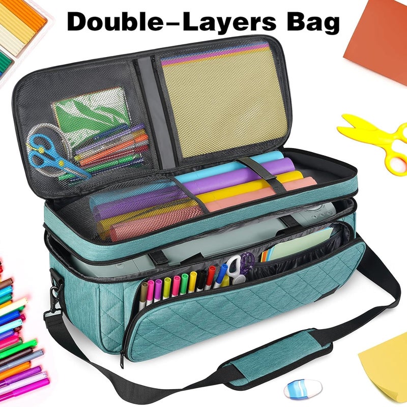 Yorepek YOREPEK Double-Layer Carrying Case fit for Cricut Maker 3, Explore 3, Explore Air 2, Die Cut Machine, Water Resistant Storage Tote Bag with Cutting Mat Pocket for Accessories, Green  - Image 4