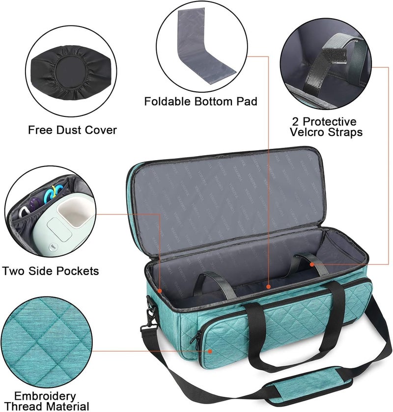 Yorepek YOREPEK Double-Layer Carrying Case fit for Cricut Maker 3, Explore 3, Explore Air 2, Die Cut Machine, Water Resistant Storage Tote Bag with Cutting Mat Pocket for Accessories, Green  - Image 2