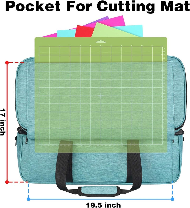 Yorepek YOREPEK Double-Layer Carrying Case fit for Cricut Maker 3, Explore 3, Explore Air 2, Die Cut Machine, Water Resistant Storage Tote Bag with Cutting Mat Pocket for Accessories, Green  - Image 3