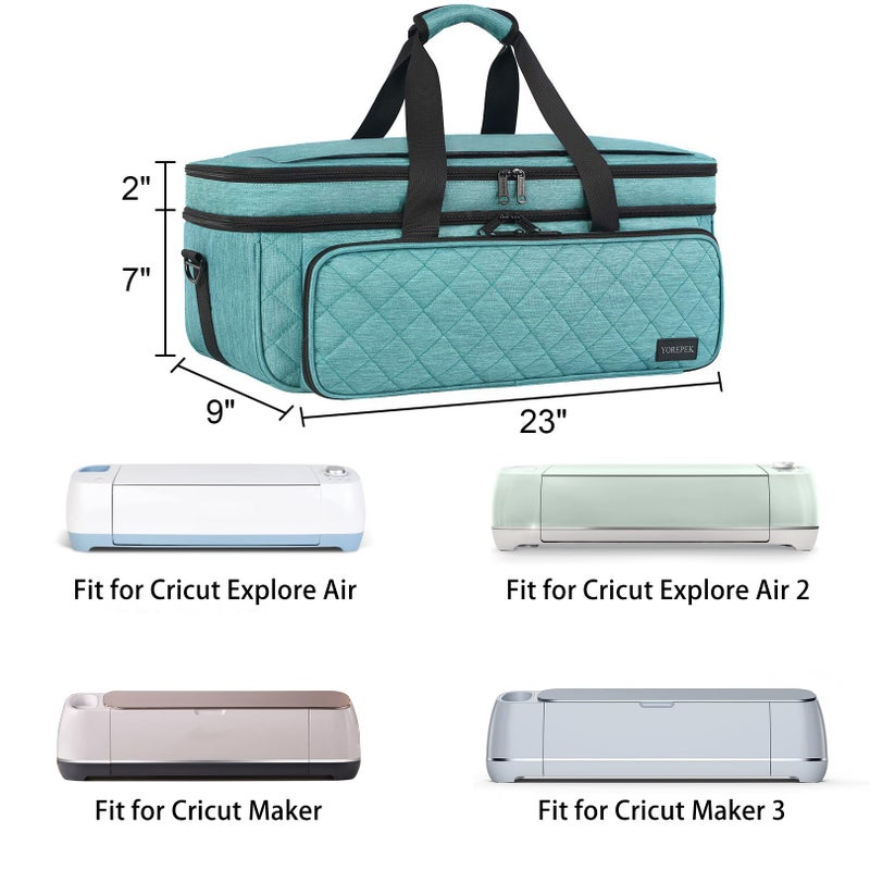 Yorepek YOREPEK Double-Layer Carrying Case fit for Cricut Maker 3, Explore 3, Explore Air 2, Die Cut Machine, Water Resistant Storage Tote Bag with Cutting Mat Pocket for Accessories, Green  - Image 5