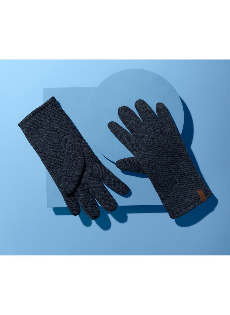 Tchibo Knitted Fleece Gloves, Mottled Blue  - Image 2