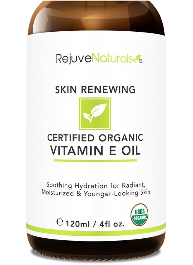 RejuveNaturals Vitamin E Oil - 100% All Natural & USDA Organic (LARGE 4oz Bottle) Repair Dry, Damaged Skin from Surgery & Acne, Age Spots & Wrinkles. For Radiant, Hydrated & Youthful Skin. Face & Body Moisturizer  - Image 5