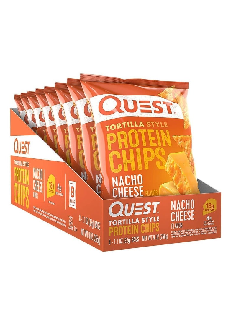 QUEST NUTRITION - Quest Nutrition Tortilla Style Protein Chips - Nacho Cheese - 8 Bags - Image 1