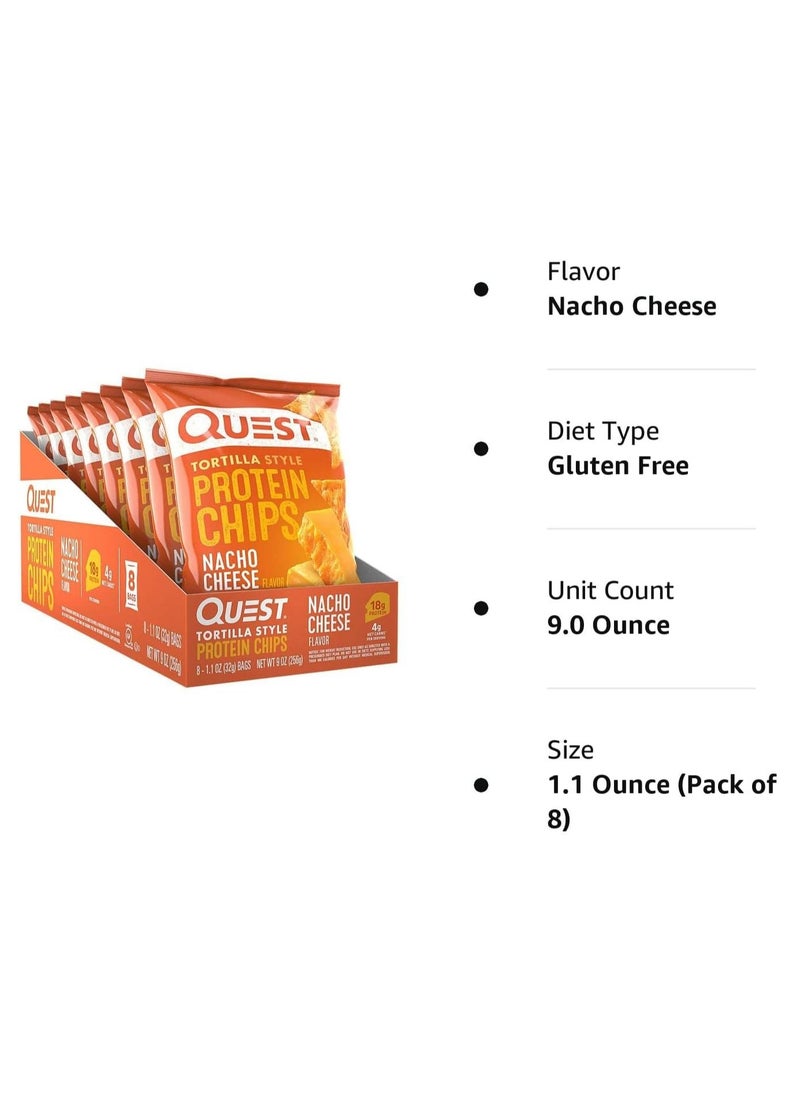 QUEST NUTRITION - Quest Nutrition Tortilla Style Protein Chips - Nacho Cheese - 8 Bags - Image 1
