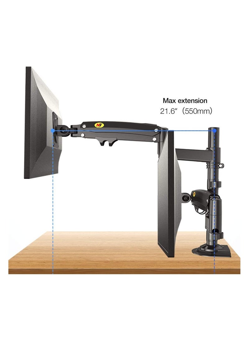NB H180 Gas Strut Dual Monitor Mount Support 22" - 32" Monitor - Image 3