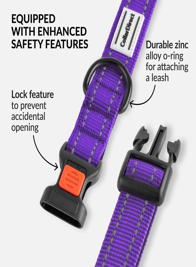 CollarDirect Reflective Dog Collar for a Small, Medium, Large Dog or Puppy with a Quick Release Buckle - Boy and Girl - Nylon Suitable for Swimming (18-26 Inch, Purple) - Image 3