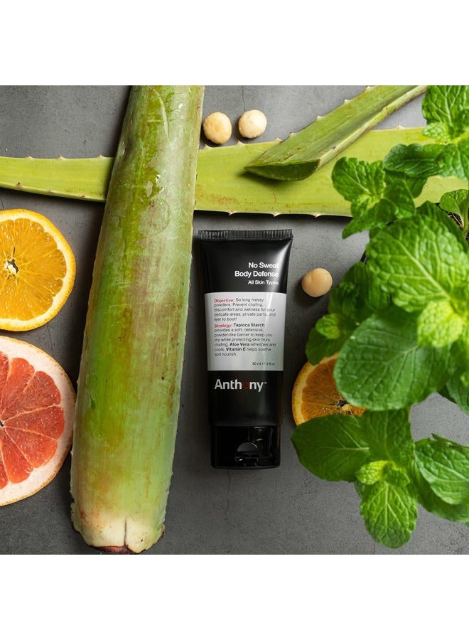 Anthony No Sweat Body Defense Deodorant for Men, Anti-Chafing & Anti-Itch Cream-to-Powder Lotion for Groin, Thighs & Underarms, Talc-Free, Absorbs Moisture, Sweat & Odor Control, 3 fl oz (Pack of 2) - Image 4