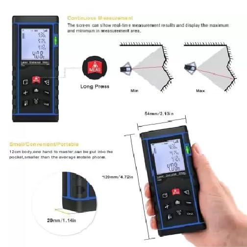 Real Instruments Real Instruments Laser Distance MeterDistance MeterLaser Measurer Waterproof Level 80M Portable Laser Range Finder Distance Measuring Meter Tape with Carry Pouch 80Mtr 262Ft 3149Inch LDM80M  - Image 4