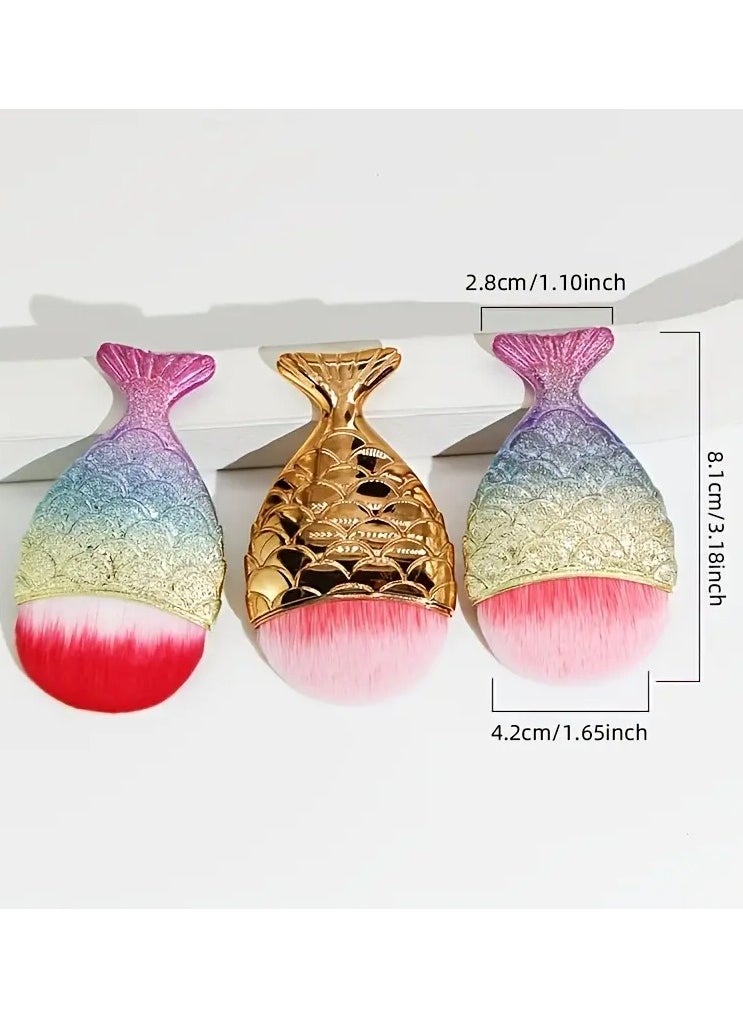 ORiTi - 1PC Mermaid Foundation Brush Fishtail Design for Smooth and Even Application of Foundation Powder and Blush Perfect for Beauty Lovers - Image 1