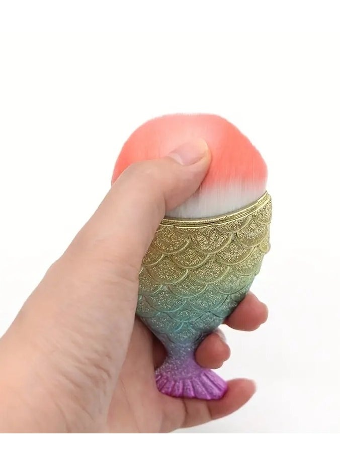 ORiTi - 1PC Mermaid Foundation Brush Fishtail Design for Smooth and Even Application of Foundation Powder and Blush Perfect for Beauty Lovers - Image 1