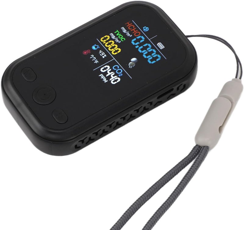 Zerodis Air Quality Monitor 5 in 1 Indoor Air Quality Meters Detector Indoor Portable CO2 TVOC Humidity Temperature Detector Data Logger for Home Office School Hotel (Black) - Image 4