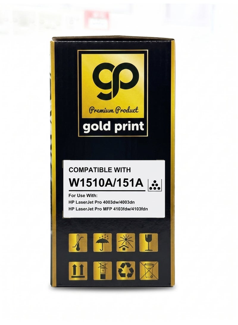 طباعة الذهب gold print Premium Toner Cartridge W1510A 151A Compatible For HP LaserJet Pro 4003dw, 4003dn, HP LaserJet Pro MFP 4103fdw, 4103fdn - Image 4