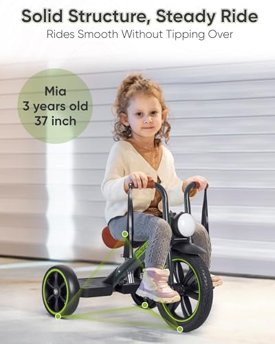 RIDYEE Toddler Tricycle for 2 to 5 Years Tricycle for 3 Years with Front Light Rubber Front Wheel Soft Handlebar with Streamers Adjustable Seat Grey - Image 5