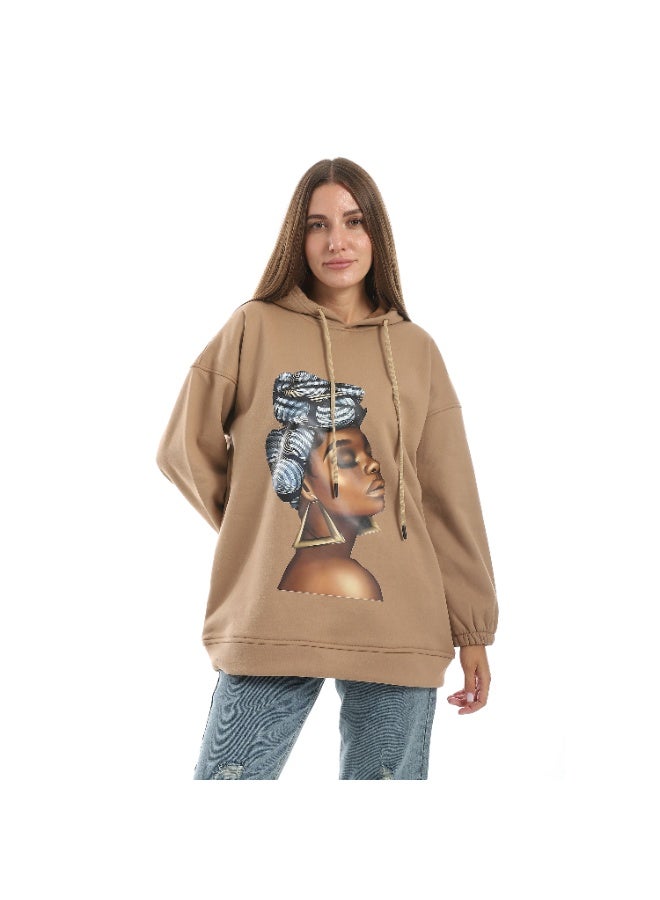 Caesar Womens Oversized hoodie with a woman's image printed on it - Image 2