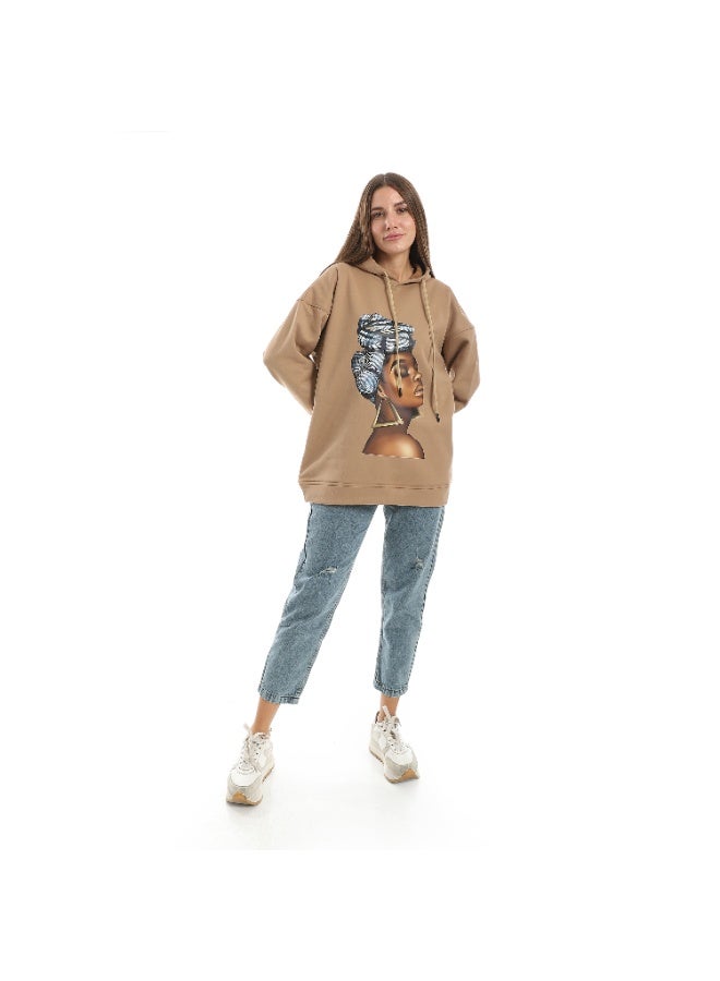 Caesar Womens Oversized hoodie with a woman's image printed on it - Image 1