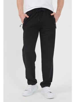mmetalic Black Men's Zipper Pocket Embroidery Detailed Straight Leg Casual Cut Sweatpants  - Image 3