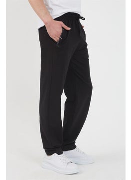 mmetalic Black Men's Zipper Pocket Embroidery Detailed Straight Leg Casual Cut Sweatpants  - Image 4