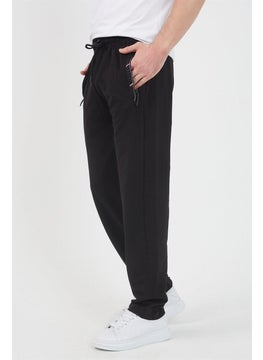 mmetalic Black Men's Zipper Pocket Embroidery Detailed Straight Leg Casual Cut Sweatpants  - Image 1