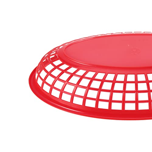 JAPCHET 60 Pack 8.8x5.5 Inch Red Fast Food Baskets, Oval Plastic Fast Food Serving Basket, Restaurant Serving Baskets for Burgers, Deli, Sandwiches, Fries, Easy Clean - Image 5
