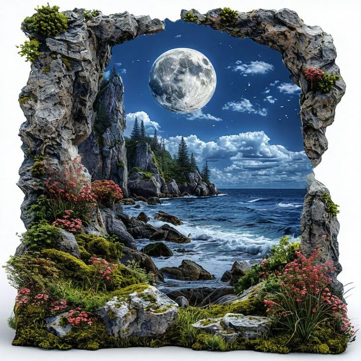 Paintcolor Scenery Diamond Art Painting Kits for AdultsMoon Full Drill Diamond Dots Paintings for Beginners 5D Round Paint with Diamonds Pictures Gem Art Painting Kits DIY Crafts Kits - Image 1