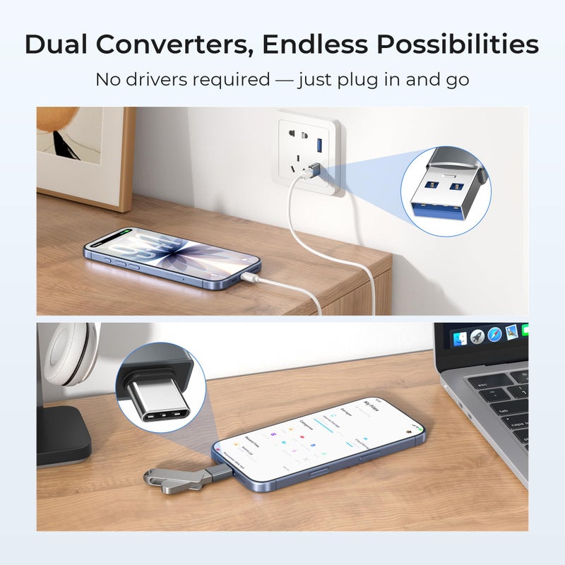 Basesailor USB to USB C Adapter with C Male to 3.0 Female Charger 4P for iPhone 17e 17 Air Apple 16 15 14 13 Pro Max Mini Plus,Thunderbolt 4 OTG Converter for iWatch 11,Samsung Galaxy S26 S25 S24,iPad - Image 4