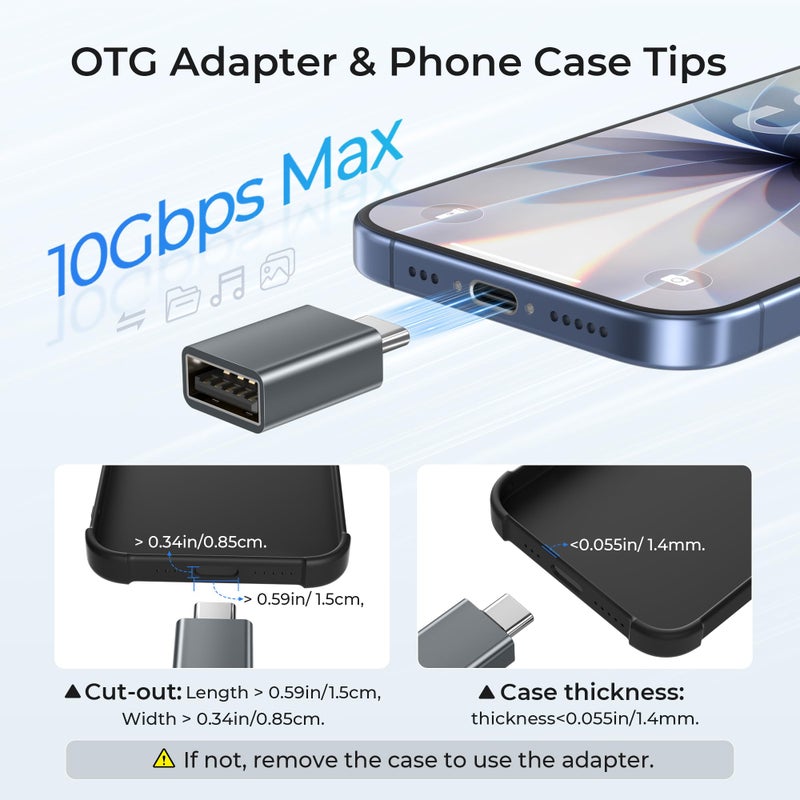 Basesailor USB to USB C Adapter with C Male to 3.0 Female Charger 4P for iPhone 17e 17 Air Apple 16 15 14 13 Pro Max Mini Plus,Thunderbolt 4 OTG Converter for iWatch 11,Samsung Galaxy S26 S25 S24,iPad - Image 5