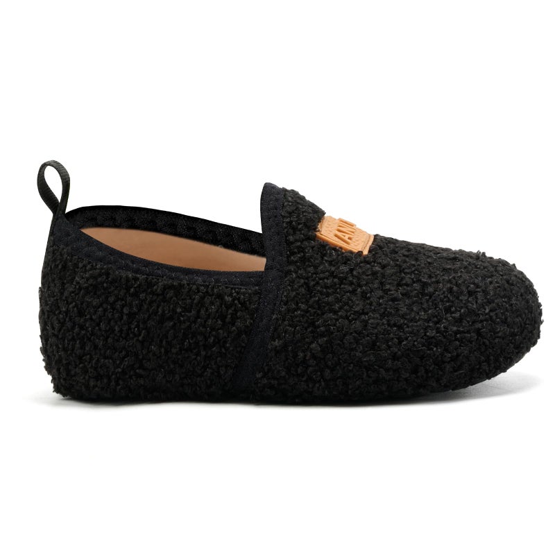 ANLUKE Kids Toddler Slippers Boys Girls Indoor House Shoes Non-Slip Slippers Socks Outdoor Warm Walking Shoes Black 34/35 - Image 4