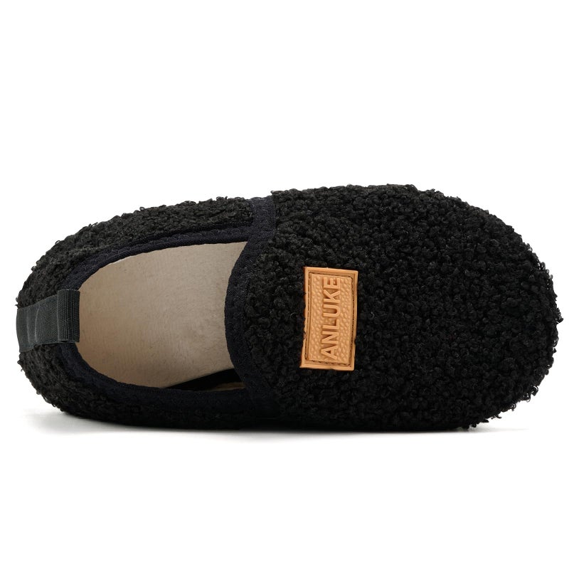 ANLUKE Kids Toddler Slippers Boys Girls Indoor House Shoes Non-Slip Slippers Socks Outdoor Warm Walking Shoes Black 34/35 - Image 5