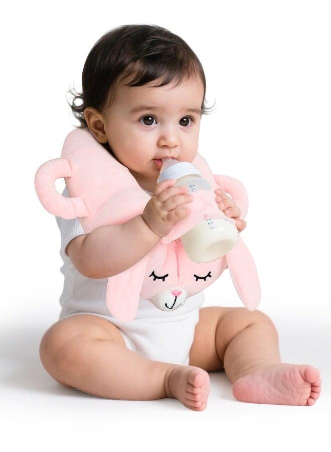 Bottle Holder for Baby, Baby Self Bottle Feeding Pillow，Baby Bottle Holder Hands Free Feeding, Adjustable Nursing Pillow, Essentials for Newborns and Twins, Rabbit - Image 1