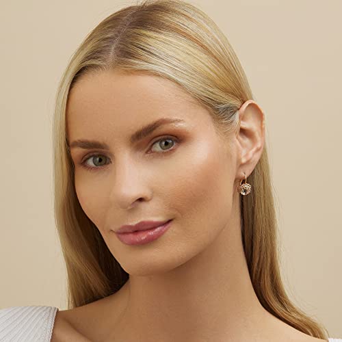 Barzel 18K Gold Plated Crystal Flower Earrings for Women (White) - Image 2