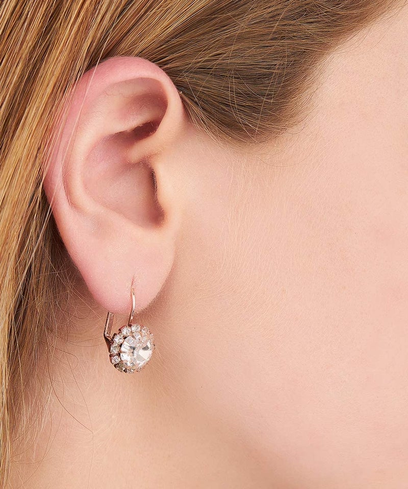 Barzel 18K Gold Plated Crystal Flower Earrings for Women (White) - Image 4