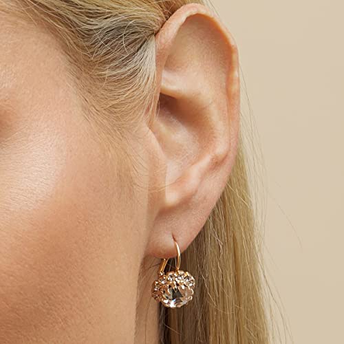 Barzel 18K Gold Plated Crystal Flower Earrings for Women (White) - Image 3