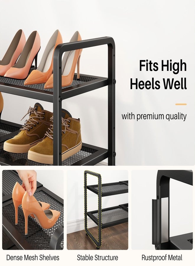 SNTD Shoe Rack - Expandable Shoe Organizer for Closet, Adjustable Metal Shoe Shelf Storage, Stackable Long Shoe Stand Holder for Garage, Entryway, Door Entrance (Black, 2-Tier) - Image 5