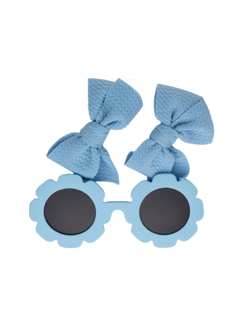 D'Daniela Dana Glasses and Bow Barrette Clip Set For Babies and Girls - Blue