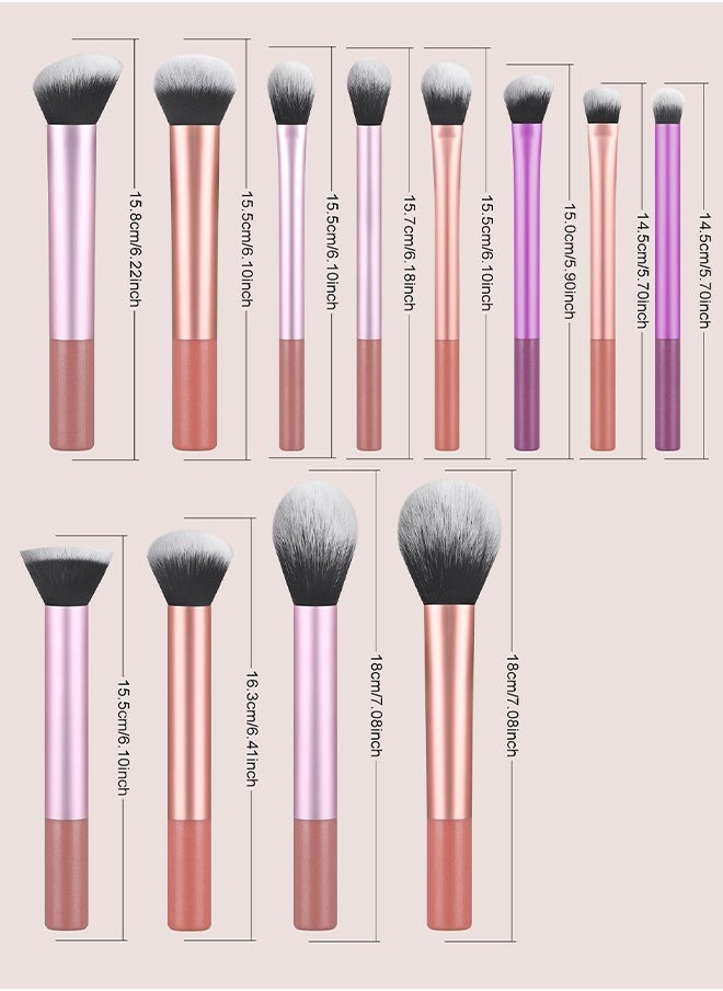 DGSENPI 15 PCS Makeup Brush Set, 12 Multi Use Makeup Brushes with 2 Makeup Sponges and 1 Makeup Puff, Foundation Blush Concealer Shading Eye Brush, for Beginners and Professionals  - Image 2