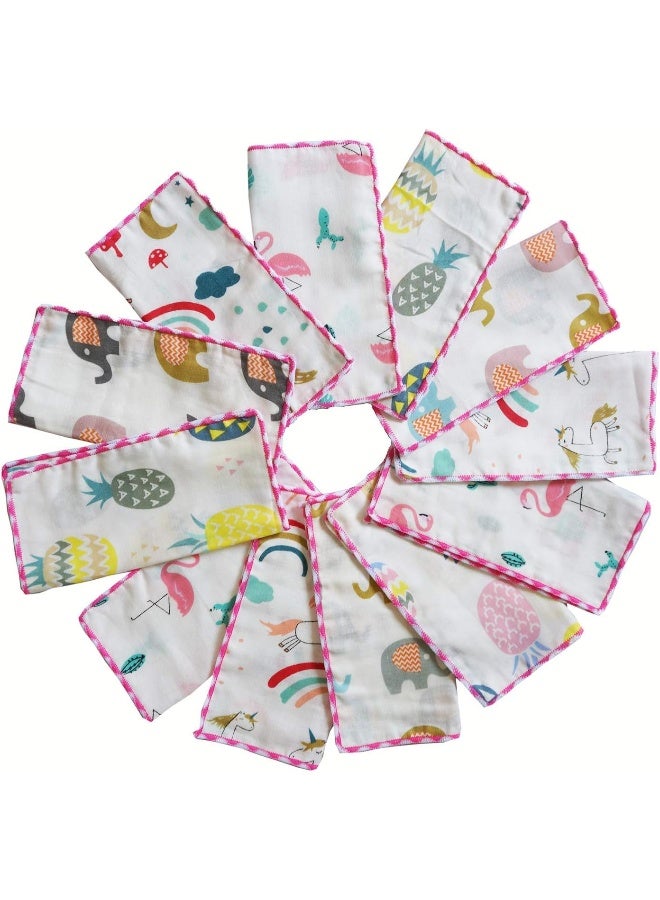 Omilion Muslin Baby Washcloths Set(12-Pack), Natural Cotton Infant Bath Towel, Soft Toddler Face Towel Gift Registry Newborn Baby Shower, 9x9 Inches, Tropical Rainforest (Square) - Image 1