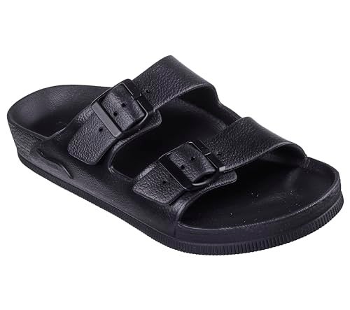 SKECHERS Men's Double Buckle Slide Sandal, Black, 7 - Image 5